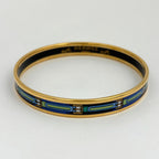 Hermes Enamel PM Cloisonne Bangle Gold Plated Blue Bracelet — view 2