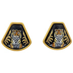 Hermes Enamel Earrings Cloisonne Gold Plated Black