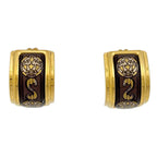 Hermes Enamel Earrings Cloisonne Gold Plated Brown