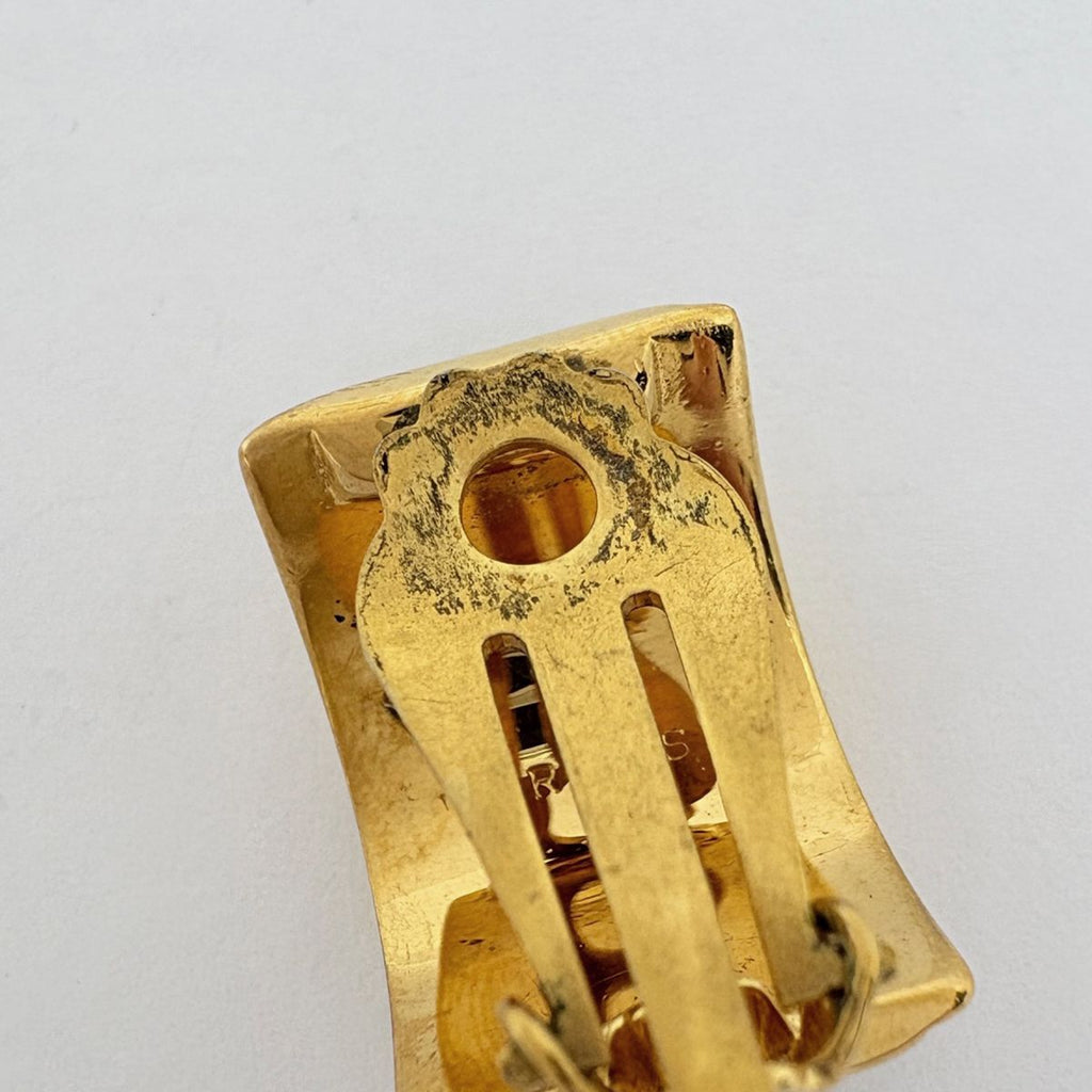 Hermes Enamel Earrings Cloisonne Gold Plated Brown — view 4
