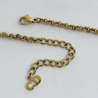 Dior Logo Rhinestone Necklace Gold Plated — view 3