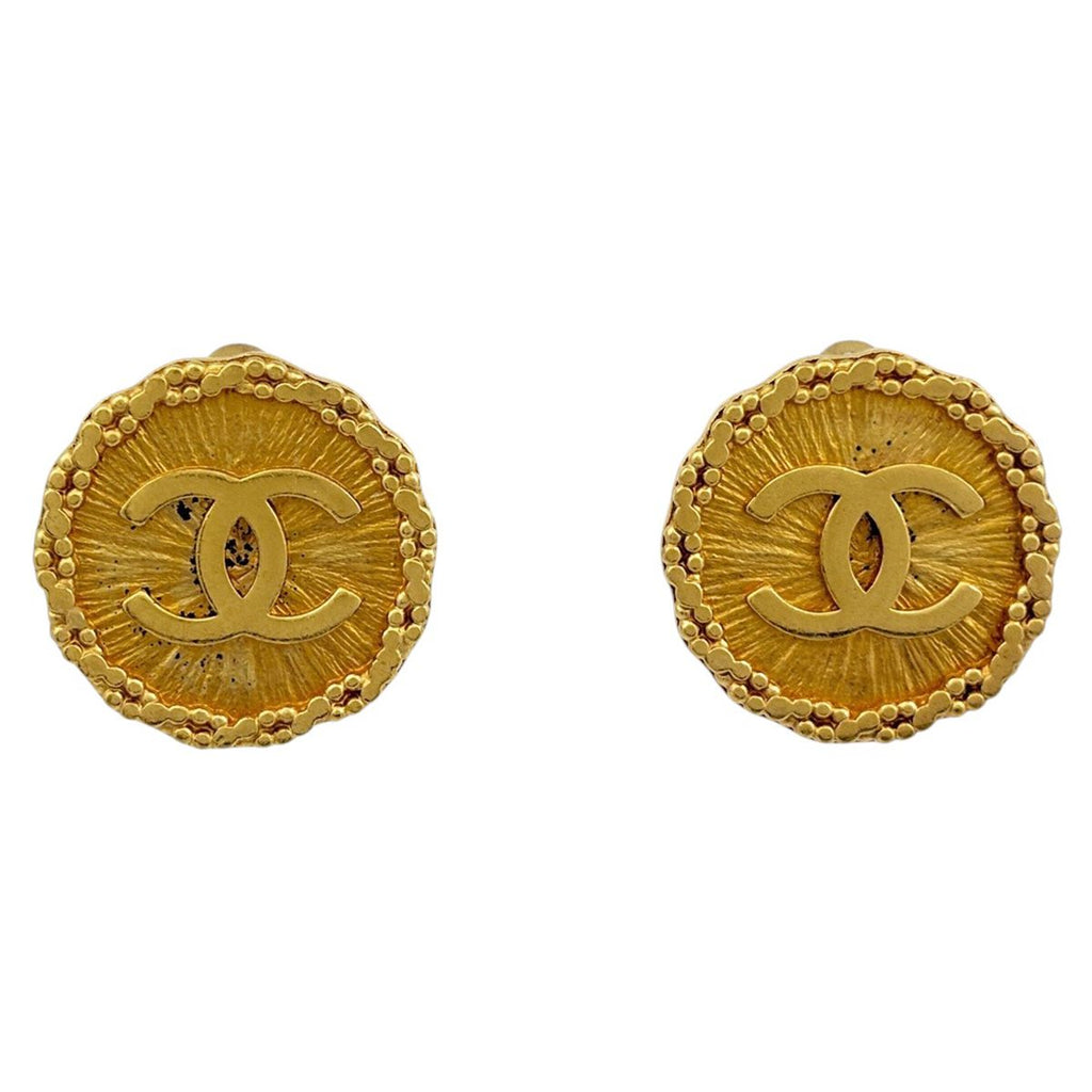 Chanel CC Logo Earrings Gold Plated