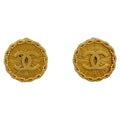 Chanel CC Logo Earrings Gold Plated