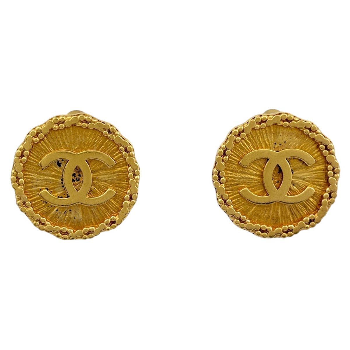 Chanel CC Logo Earrings Gold Plated