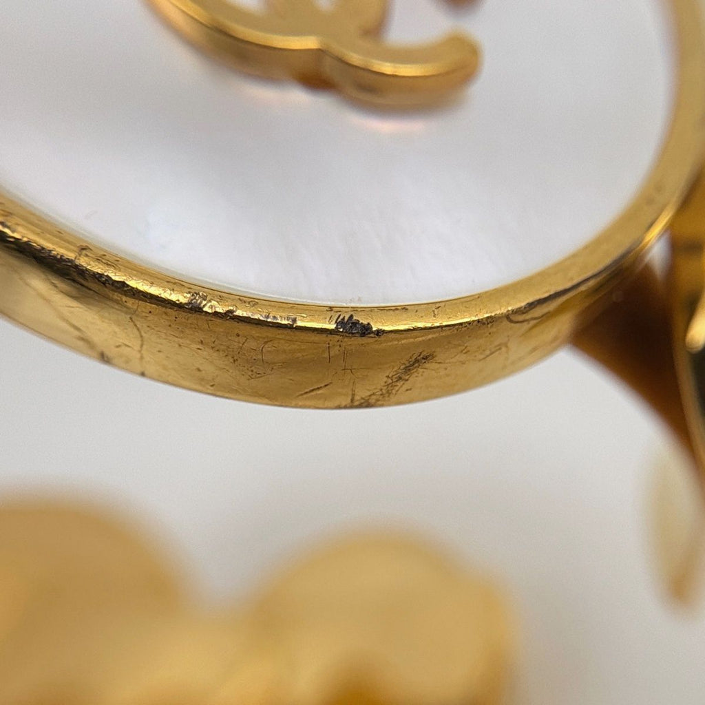 Chanel CC Logo Bangle Shell Gold Bracelet — view 5