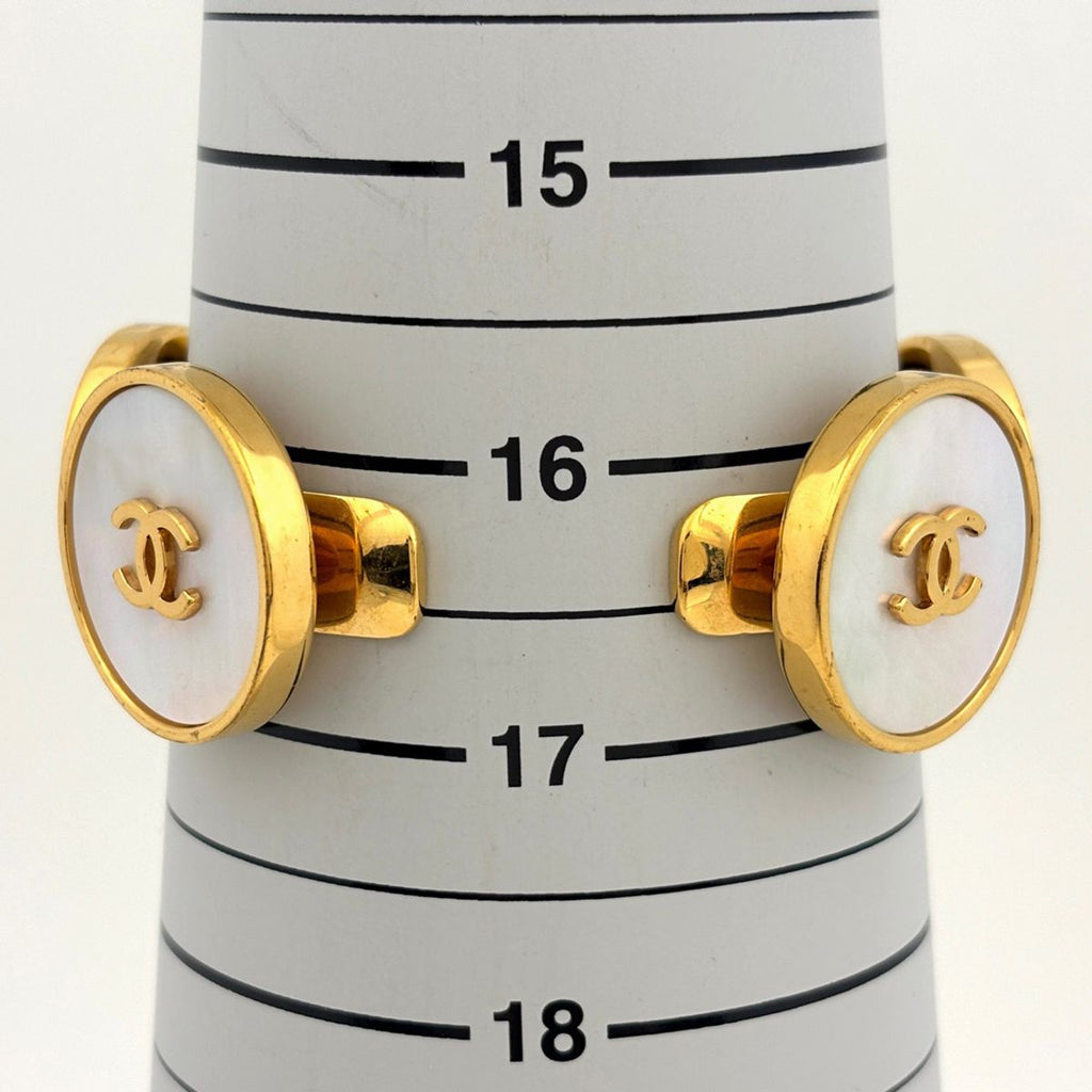 Chanel CC Logo Bangle Shell Gold Bracelet — view 7