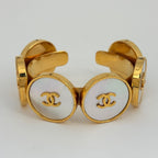 Chanel CC Logo Bangle Shell Gold Bracelet — view 2
