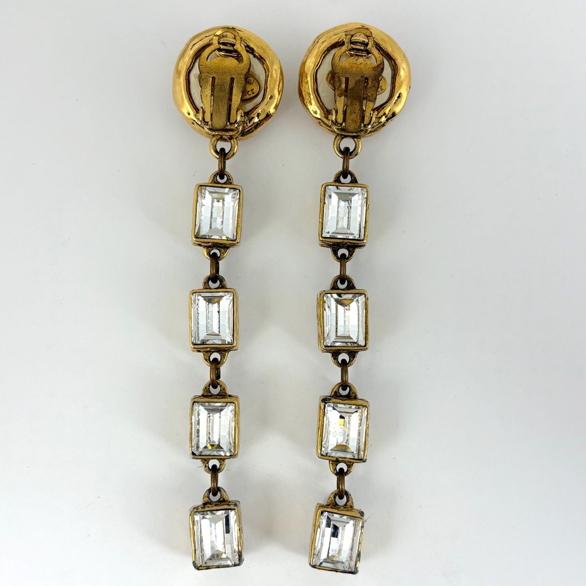 Chanel Faux Pearl Earrings Swing Gold Plated — view 2