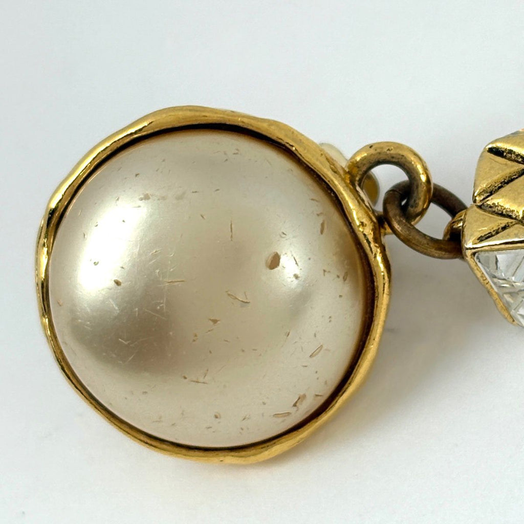 Chanel Faux Pearl Earrings Swing Gold Plated — view 5