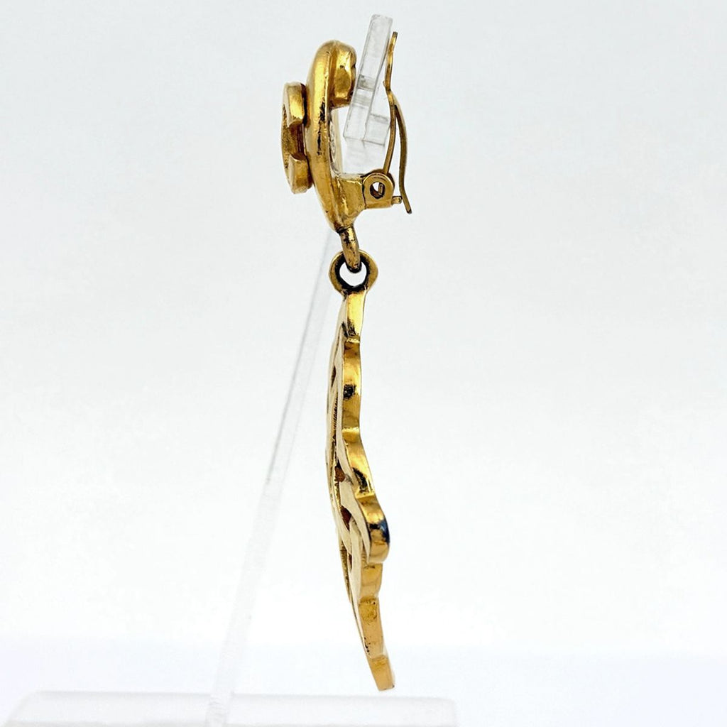 Chanel CC Logo Earrings Swing Gold Plated — view 2