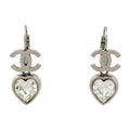Chanel CC Logo Earrings Heart Swing Silver Plated