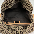 Fendi Zucchino Pattern Shoulder Bag Mamma Baguette Canvas Beige — view 7