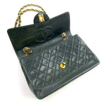 Chanel Quilted CC Logo Lambskin Dark Green Shoulder Bag Gold — view 6