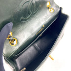 Chanel Quilted CC Logo Lambskin Dark Green Shoulder Bag Gold — view 3