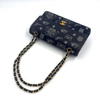 Chanel Quilted Double Flap Leather Canvas Black Shoulder Bag Gold — view 5