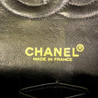 Chanel Quilted Double Flap Leather Canvas Black Shoulder Bag Gold — view 4