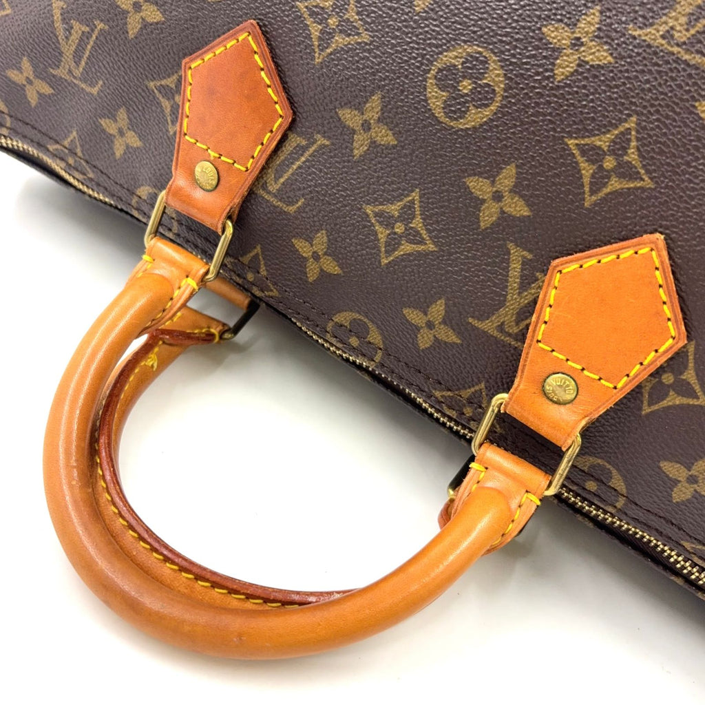 Louis Vuitton Speedy 35 Monogram Leather Brown Light Handbag Gold — view 8