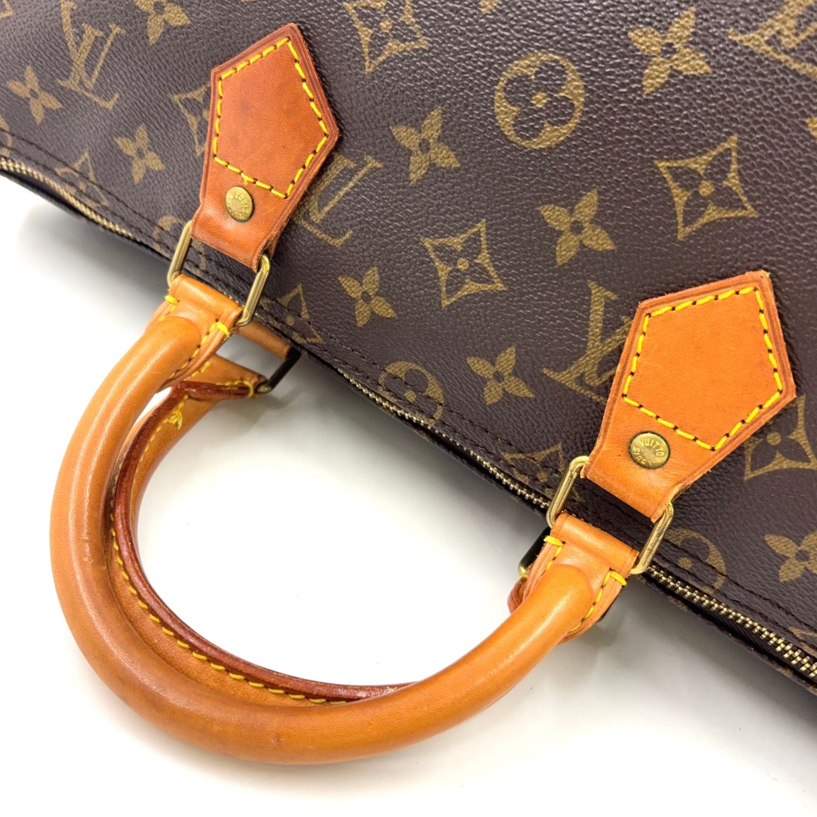 Louis Vuitton Speedy 35 Monogram Leather Brown Light Handbag Gold — view 8