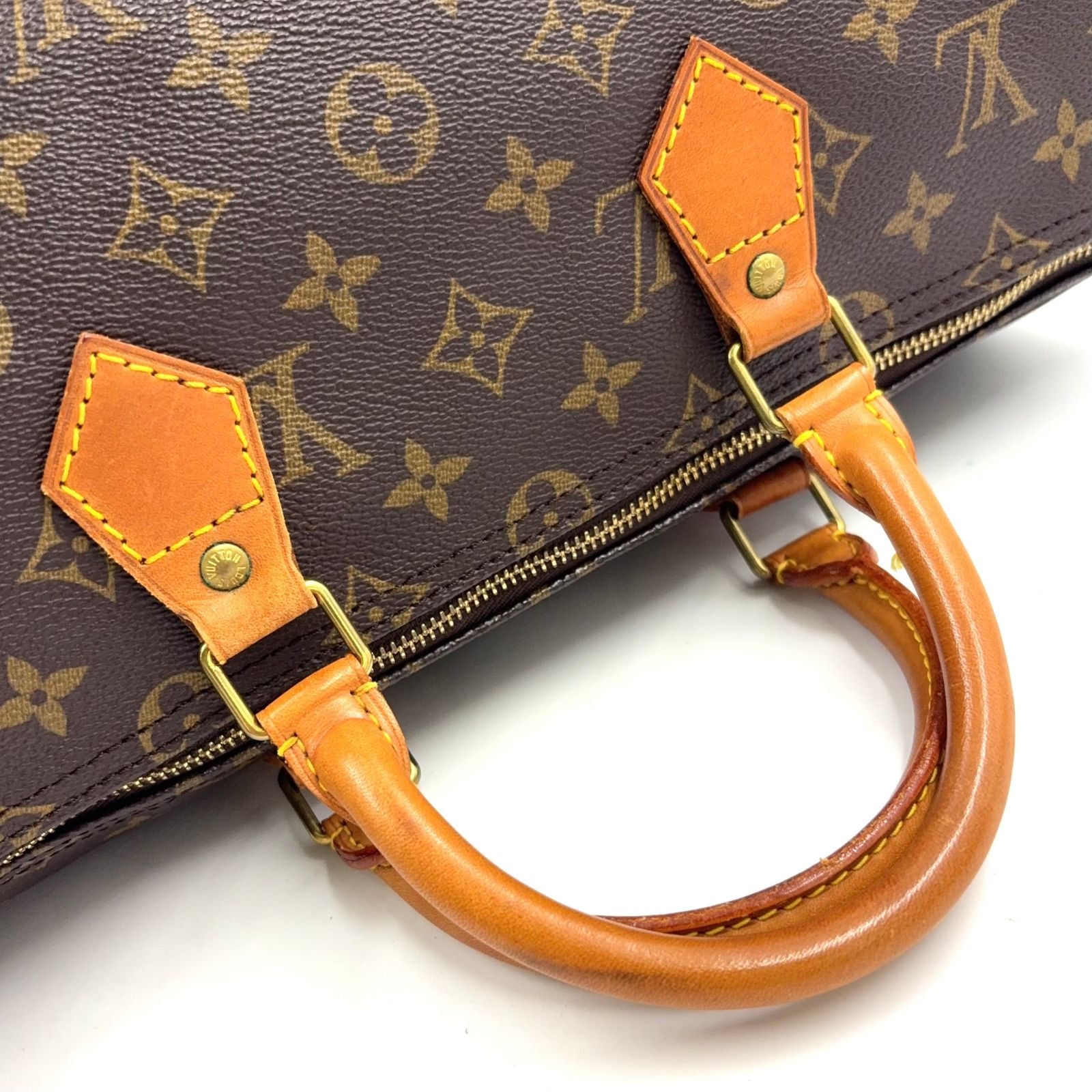Louis Vuitton Speedy 35 Monogram Leather Brown Light Handbag Gold — view 7