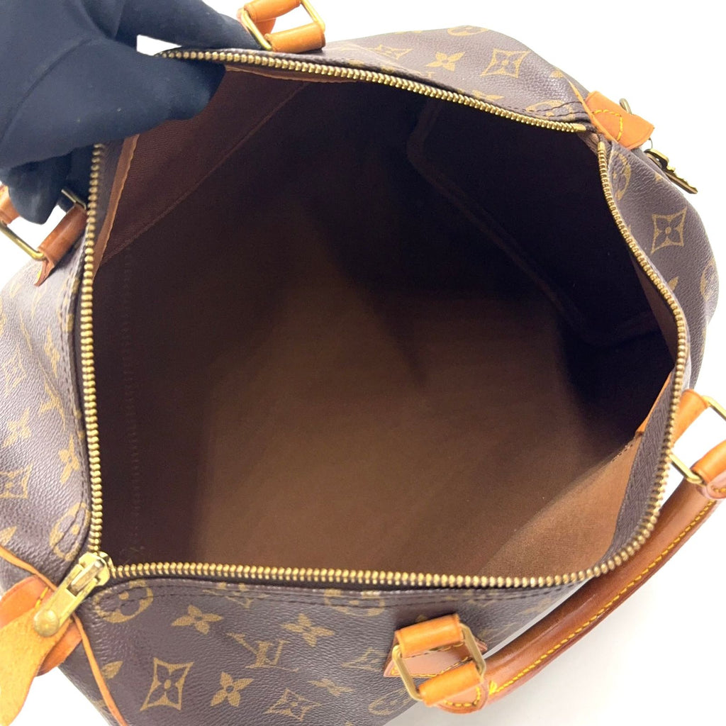 Louis Vuitton Speedy 35 Monogram Leather Brown Light Handbag Gold — view 3