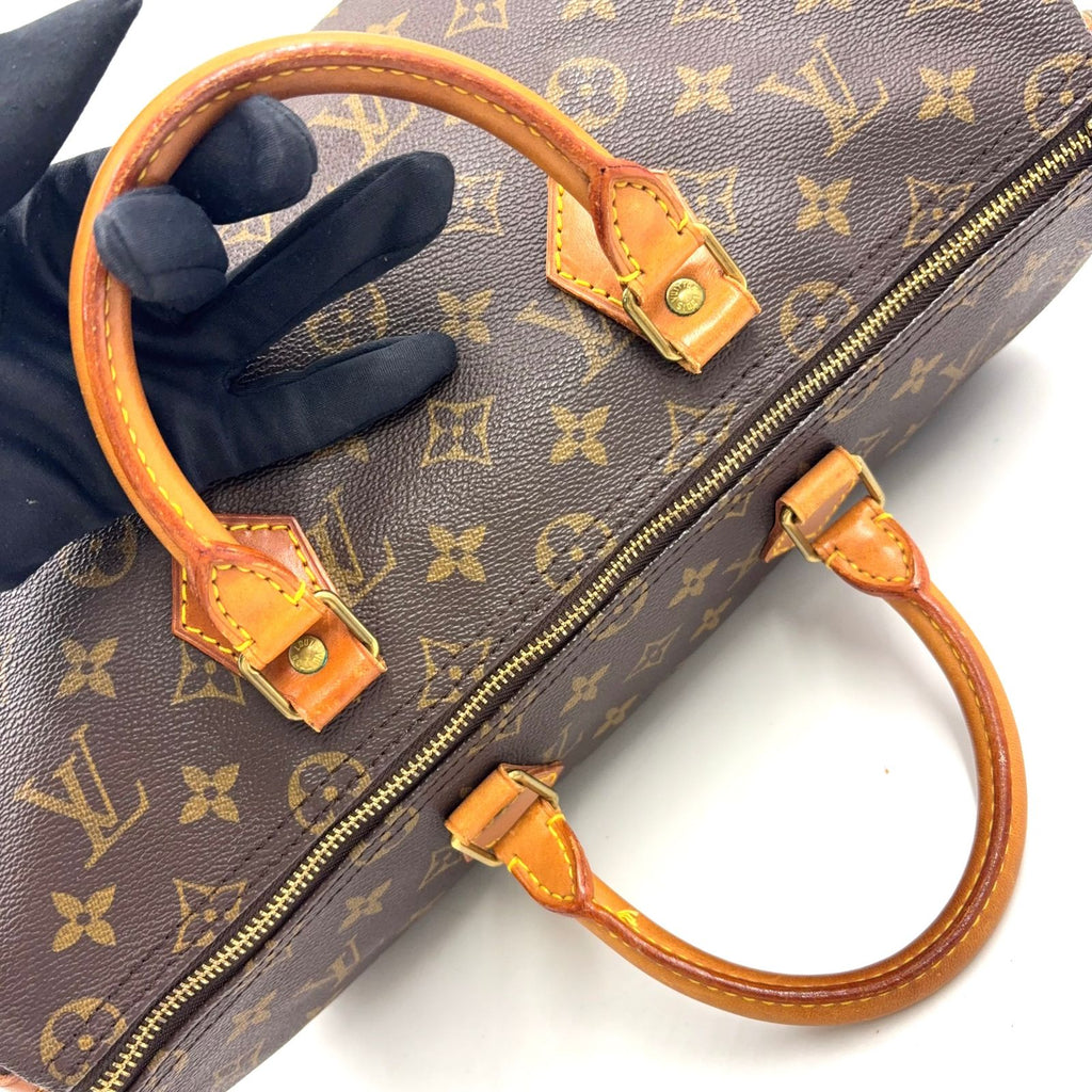 Louis Vuitton Speedy 35 Monogram Leather Brown Light Handbag Gold — view 9