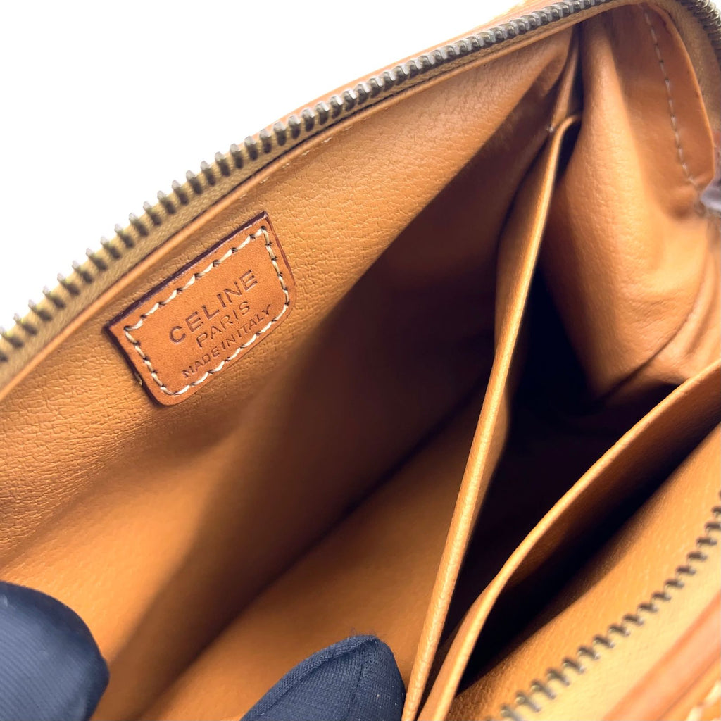 Celine Macadam Pattern Leather Brown Clutch Gold — view 6