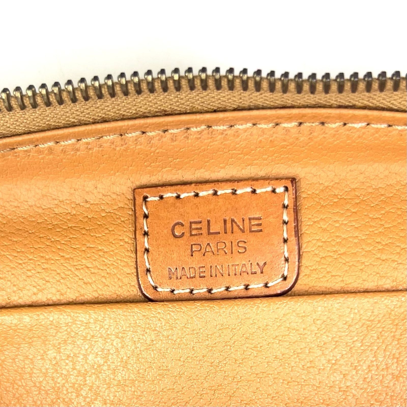 Celine Macadam Pattern Leather Brown Clutch Gold — view 4