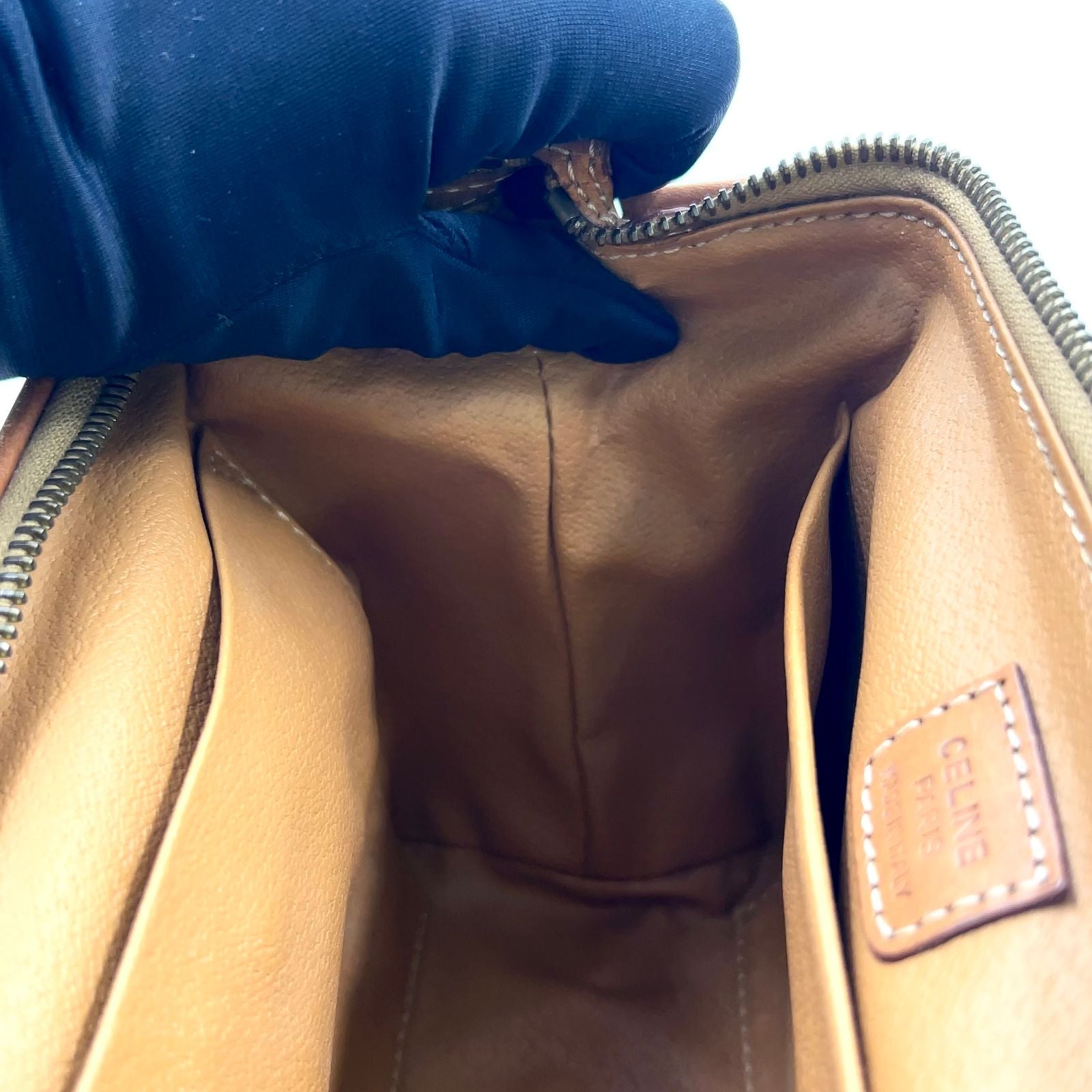 Celine Macadam Pattern Leather Brown Clutch Gold — view 8