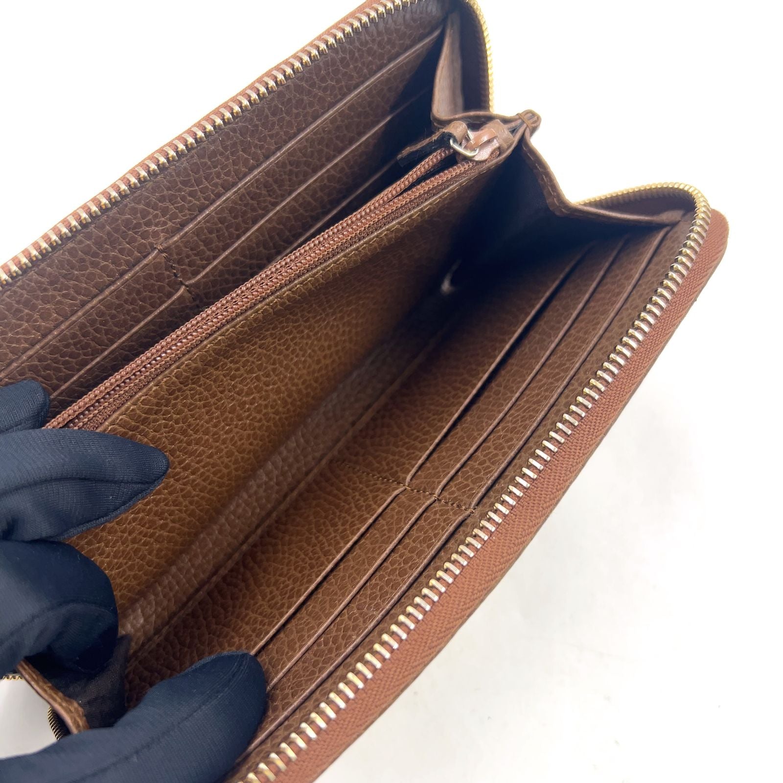 Gucci Zip Around Leather Canvas Brown Wallet Gold — view 6