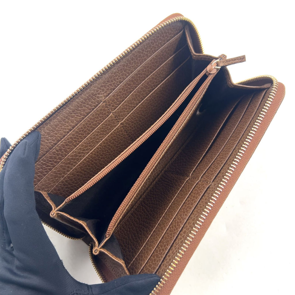 Gucci Zip Around Leather Canvas Brown Wallet Gold — view 3