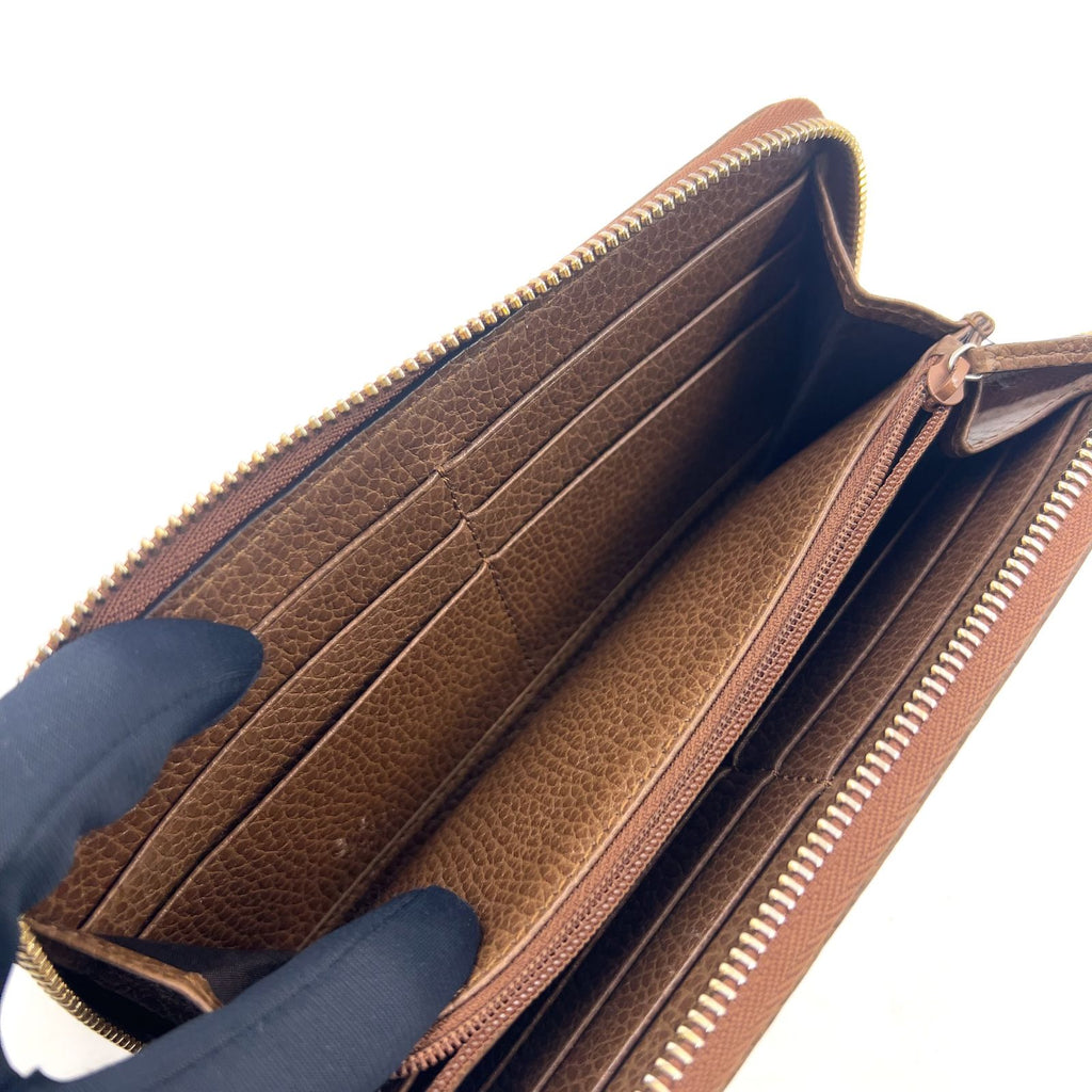 Gucci Zip Around Leather Canvas Brown Wallet Gold — view 5
