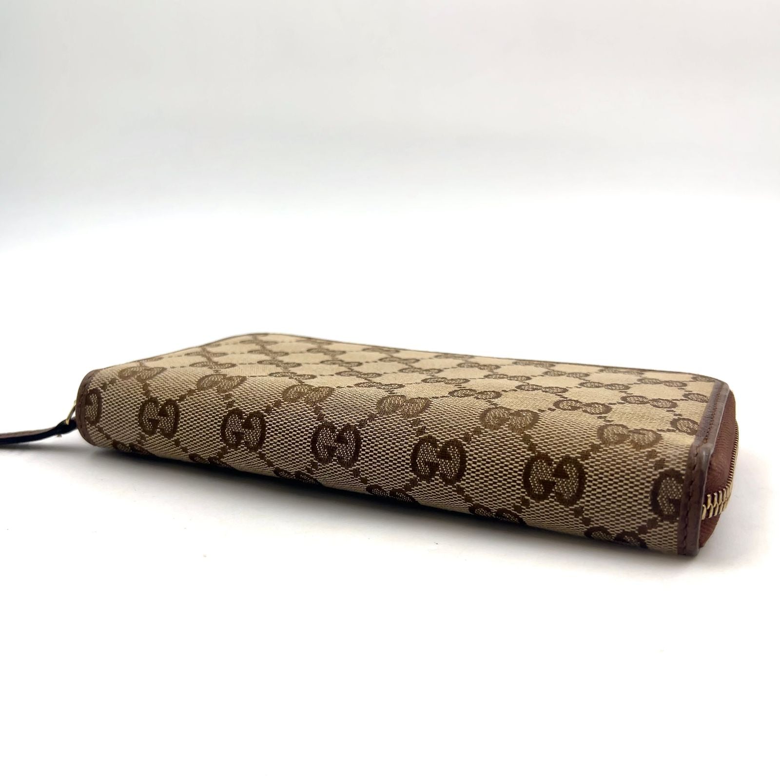 Gucci Zip Around Leather Canvas Brown Wallet Gold — view 9