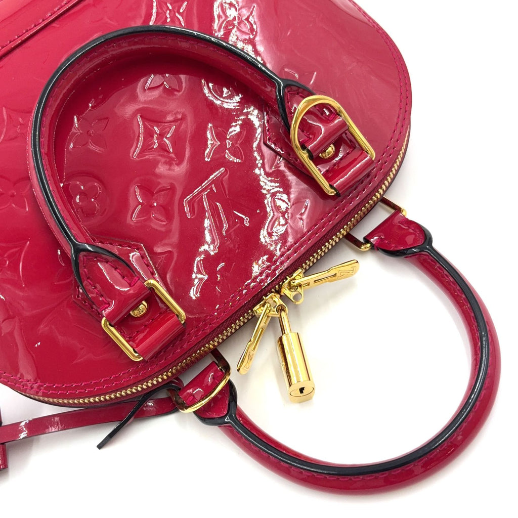 Louis Vuitton Alma BB Monogram Vernis Rose Indien Enamel Leather Pink Handbag — view 7