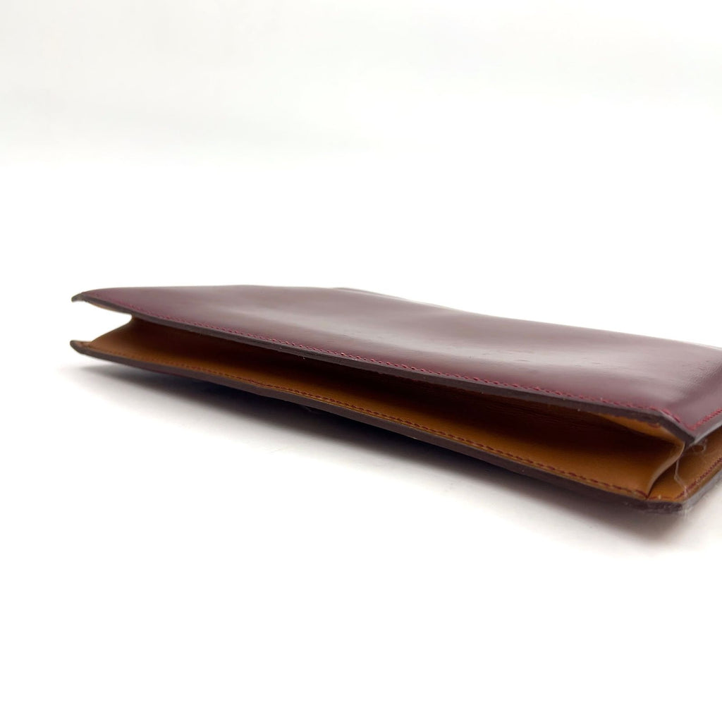 Hermes Faco Box Calf Beige Bordeaux Red Clutch Gold — view 9