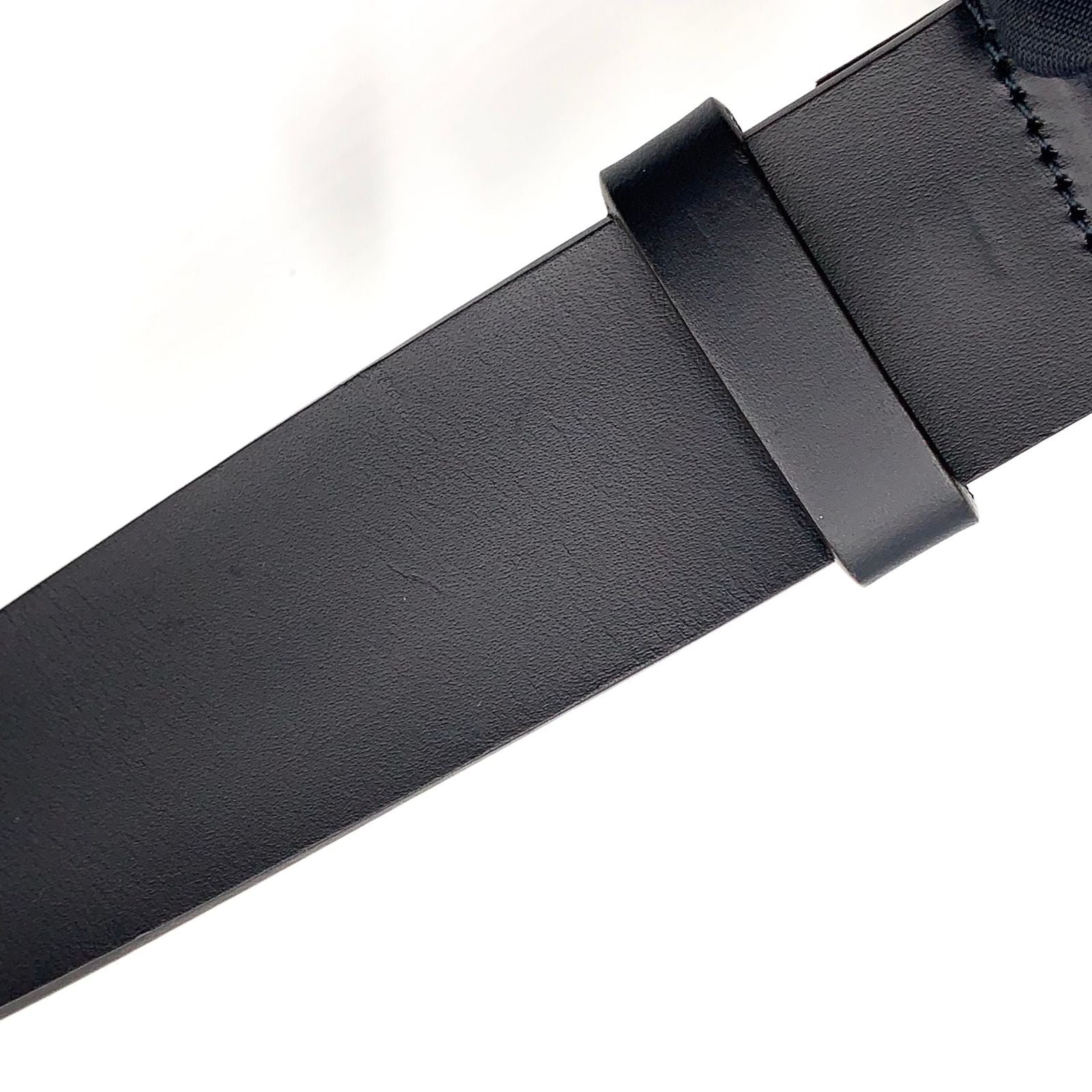 Gucci Interlocking Buckle Leather Black Belt Silver — view 3