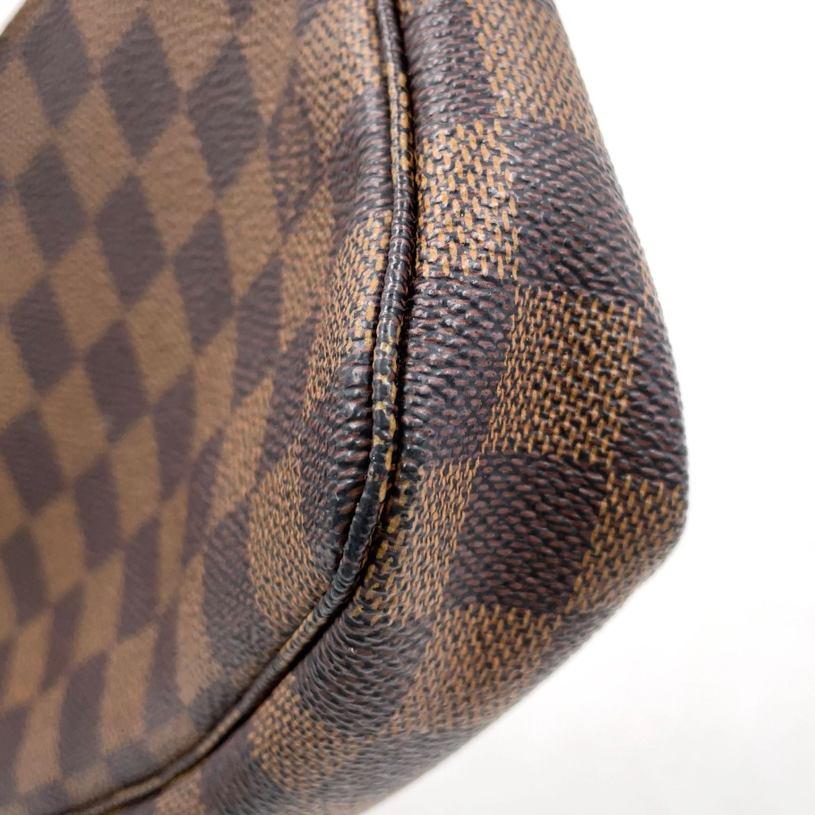 Louis Vuitton Pochette Accessoire Damier Ebene Leather Brown Handbag Gold — view 9