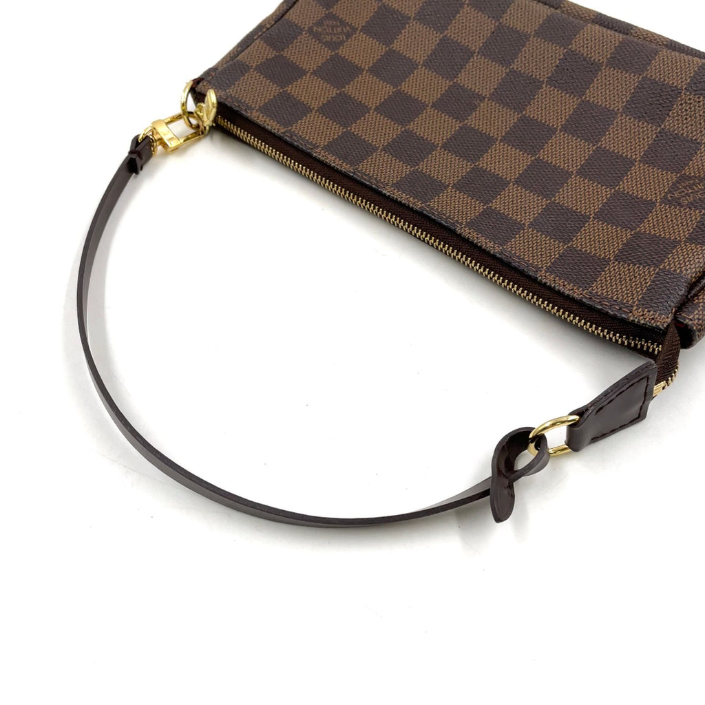 Louis Vuitton Pochette Accessoire Damier Ebene Leather Brown Handbag Gold — view 5