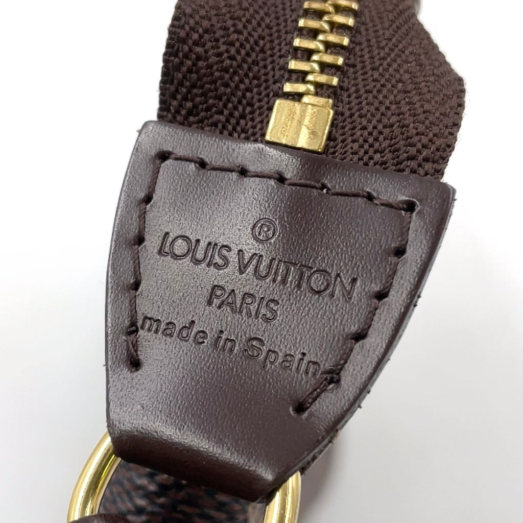 Louis Vuitton Pochette Accessoire Damier Ebene Leather Brown Handbag Gold — view 4