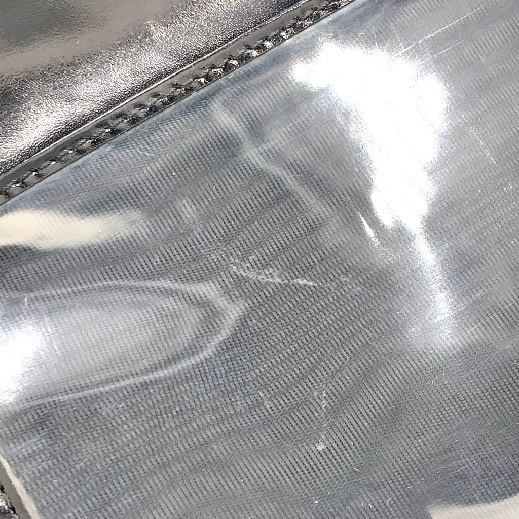 Prada Corner Metal Logo Leather Black Bifold Wallet Silver — view 6