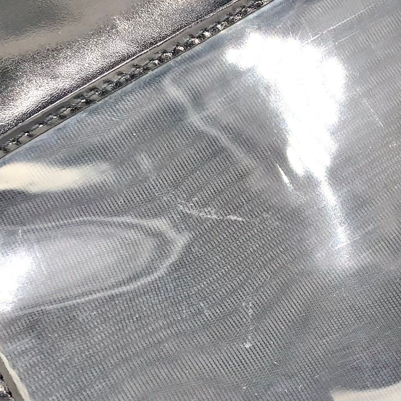 Prada Corner Metal Logo Leather Black Bifold Wallet Silver — view 6