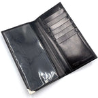 Prada Corner Metal Logo Leather Black Bifold Wallet Silver — view 3
