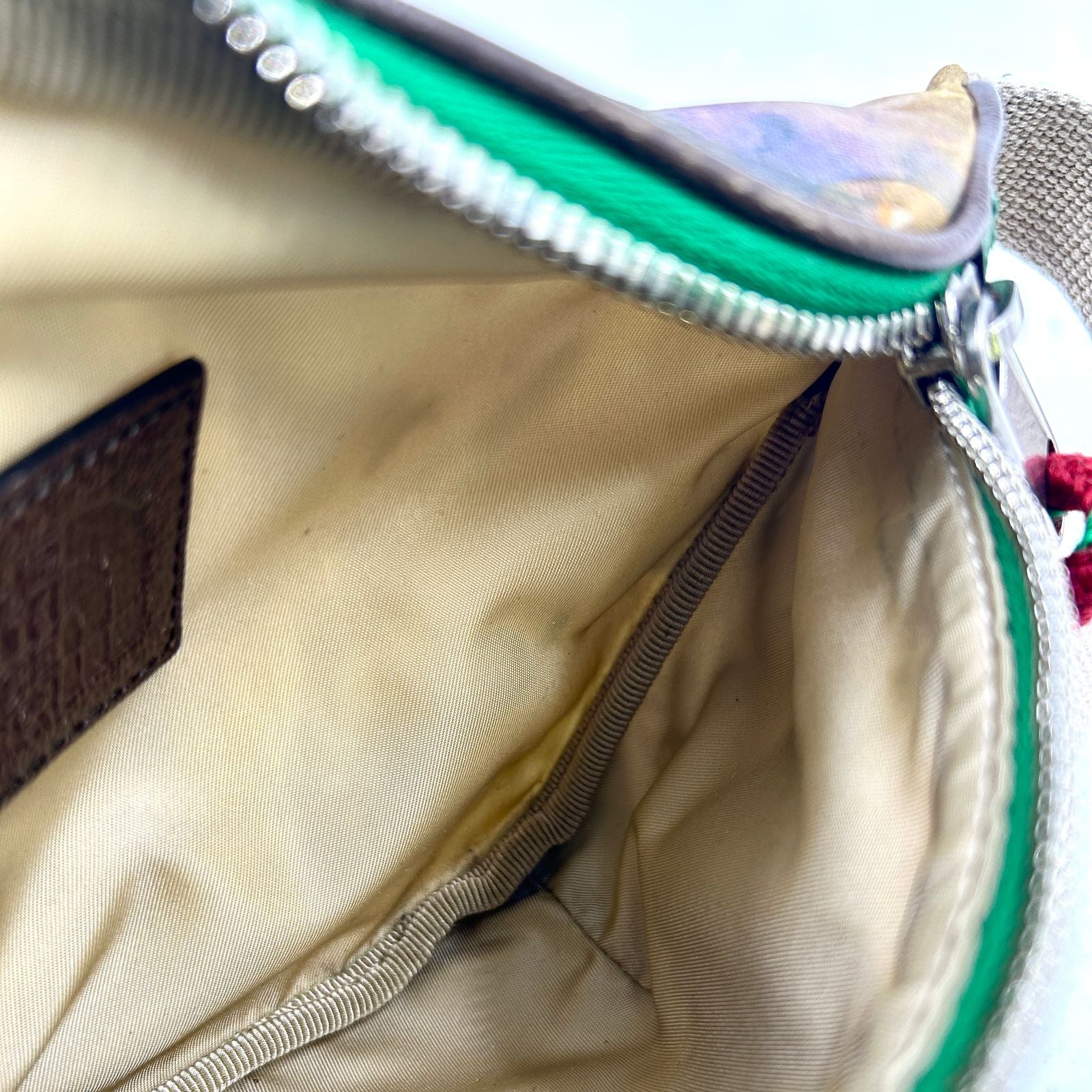 Gucci the North Face Leather Nylon Green Beige Belt Bag Silver — view 8
