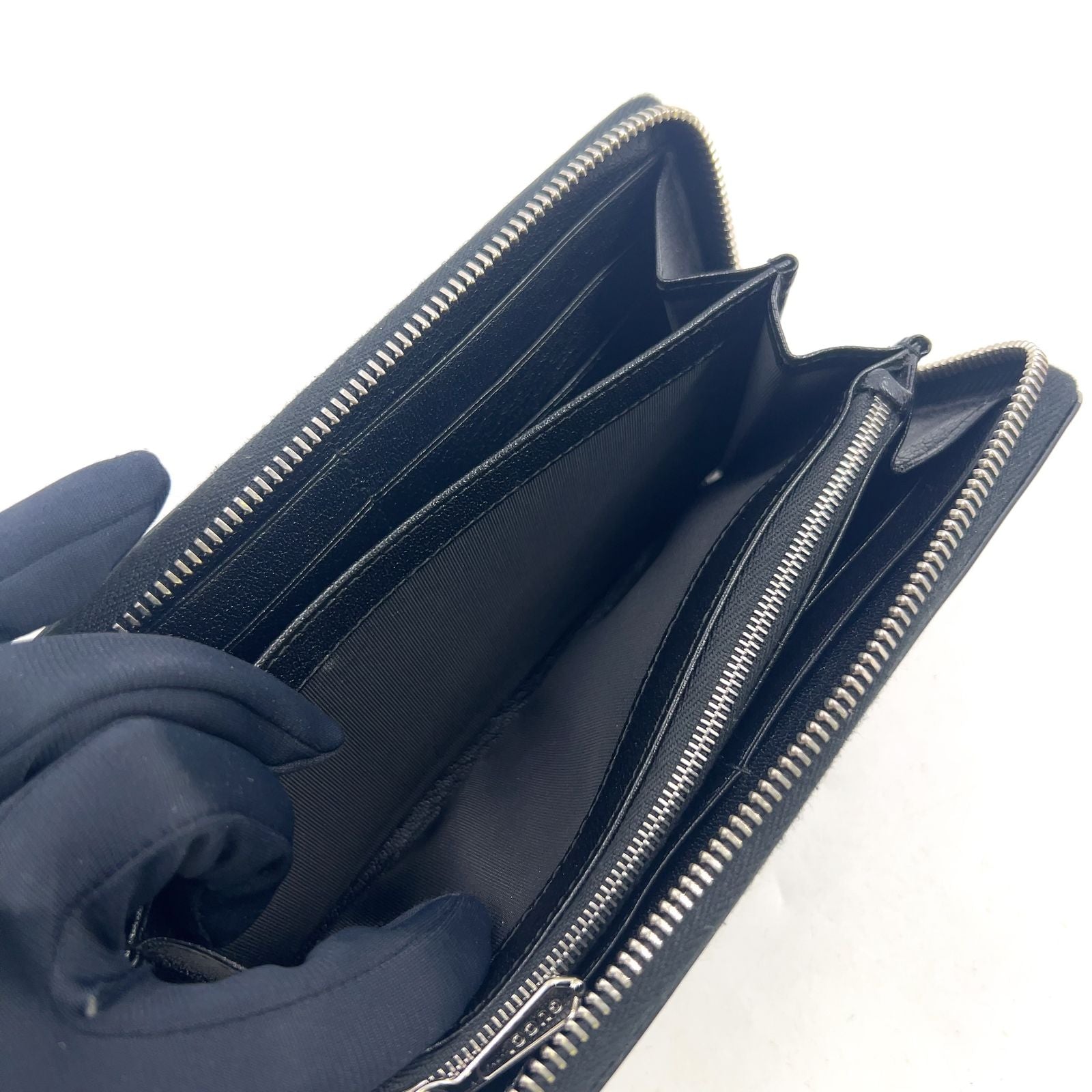 Gucci Lila Zip Around Leather Black Wallet Silver — view 5