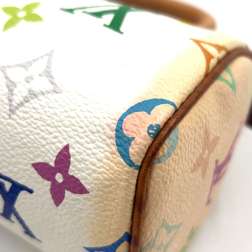 Louis Vuitton Mini Speedy Monogram Multicolor Blanc Shoulder Bag Leather White — view 9