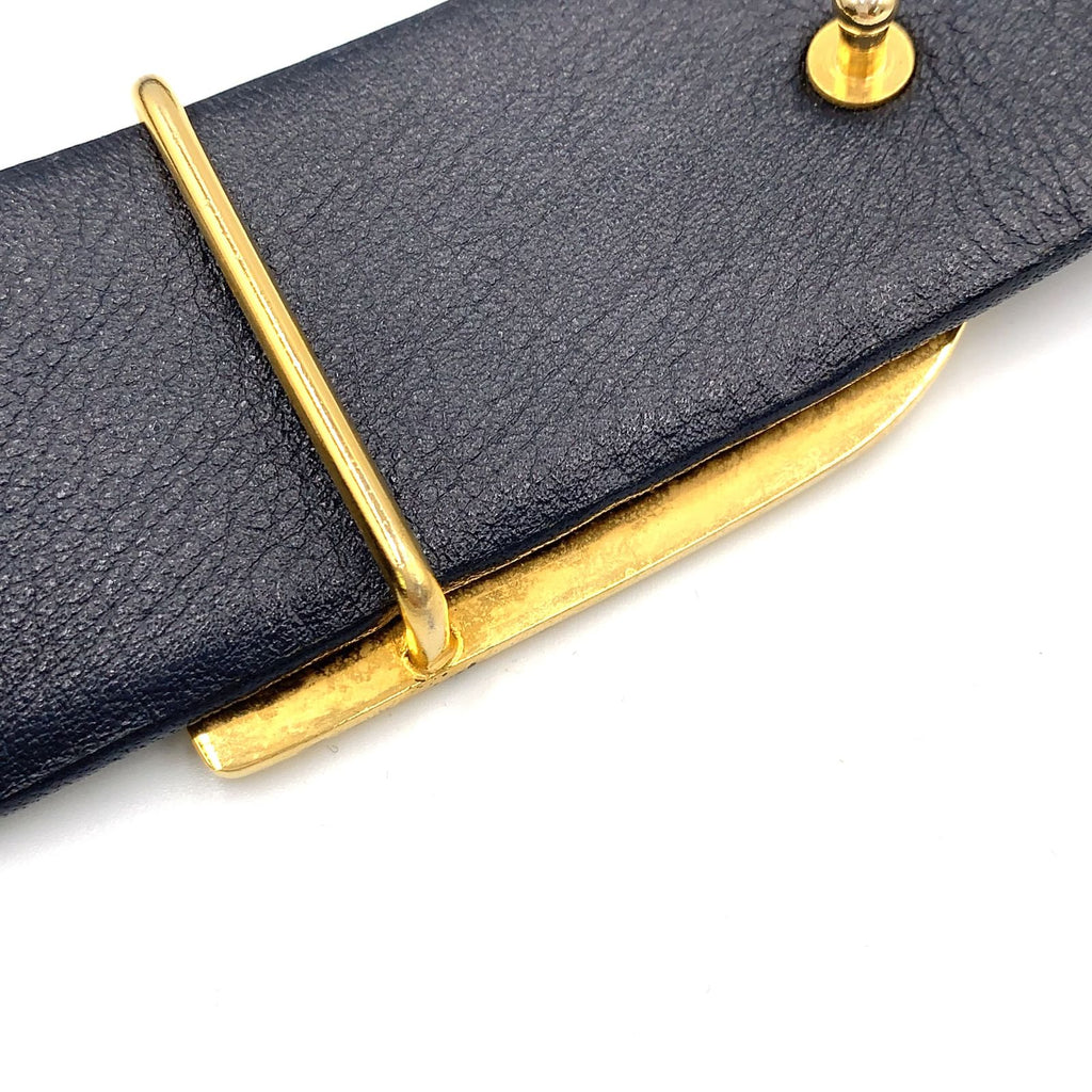 Dior Trotter Leather Canvas Navy Belt Gold — view 8