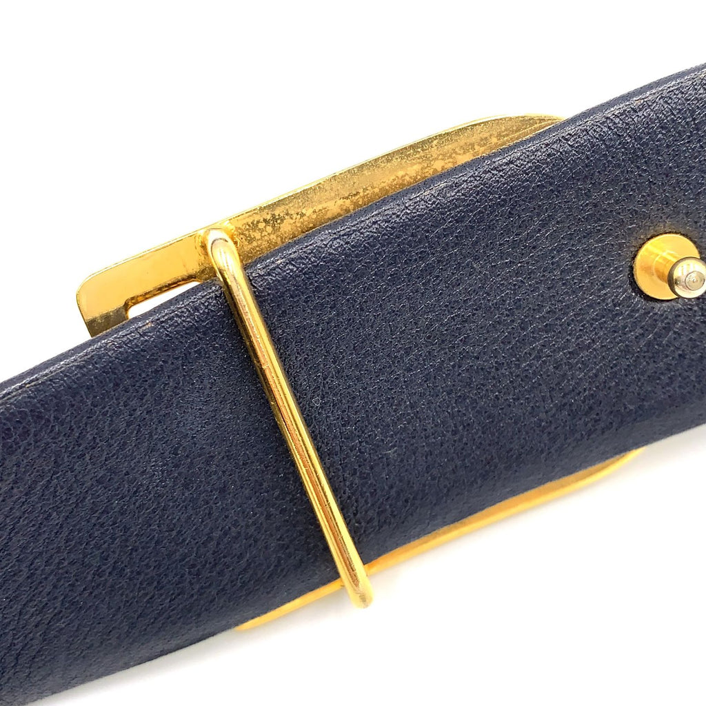 Dior Trotter Leather Canvas Navy Belt Gold — view 9