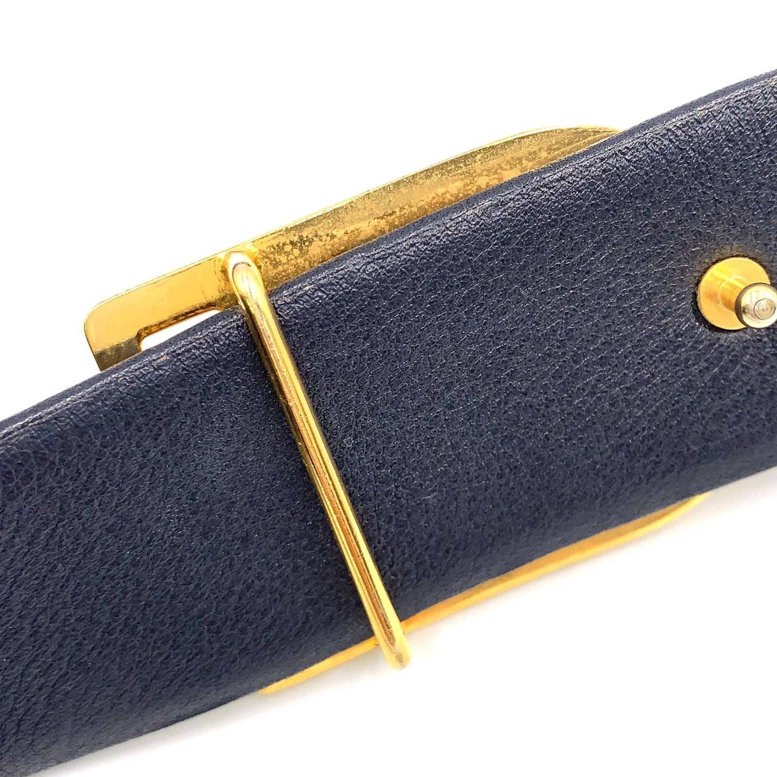 Dior Trotter Leather Canvas Navy Belt Gold — view 9
