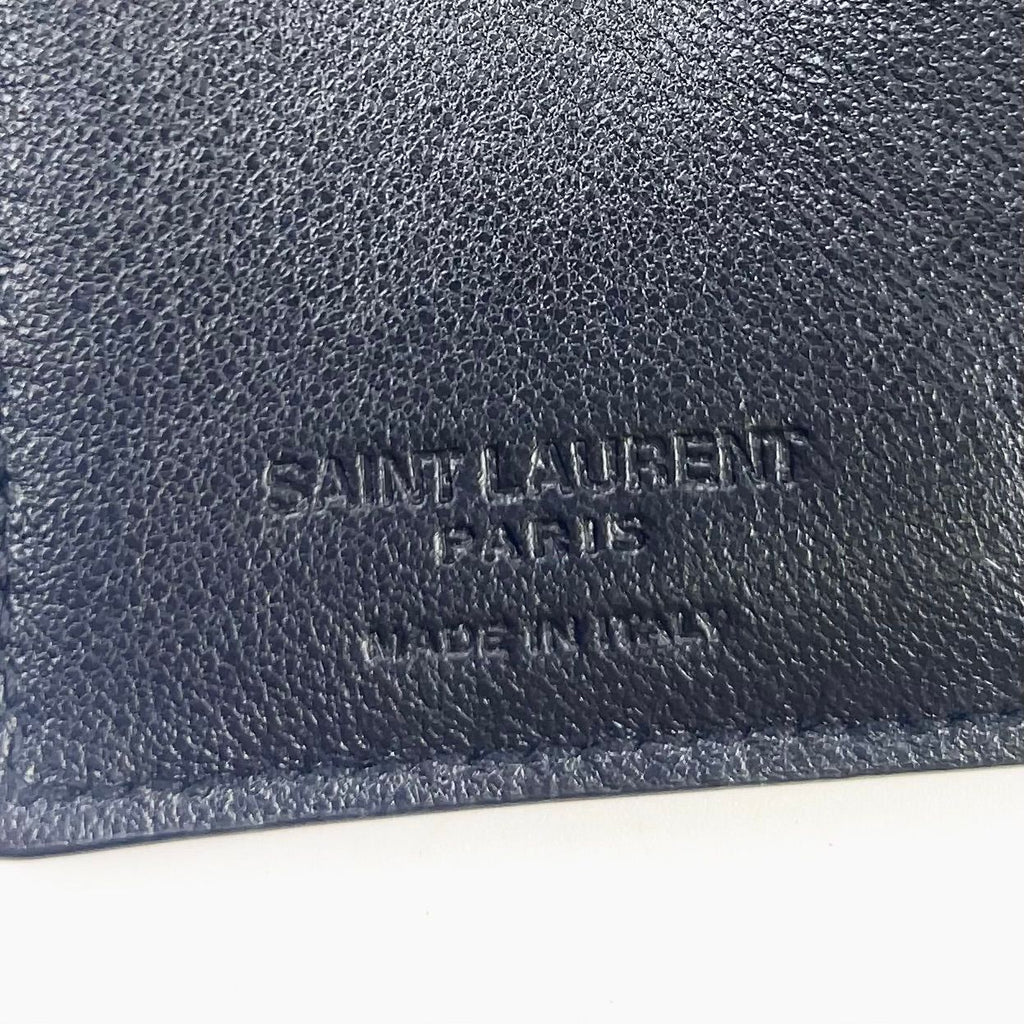 Saint Laurent Paris Trifold Mini Leather Black Wallet Silver — view 5