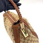 Gucci Bella Bamboo Tassel Leather Canvas Beige Light Brown Shoulder Bag Gold — view 6
