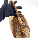 Gucci Bella Bamboo Tassel Leather Canvas Beige Light Brown Shoulder Bag Gold — view 7